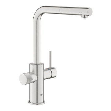 GROHE 30601DC0 - bateria zlewozmywakowa BLUE PURE z wyciąganą wylewką, stal nierdzewna