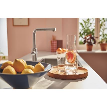 GROHE 30601DC0 - bateria zlewozmywakowa BLUE PURE z wyciąganą wylewką, stal nierdzewna