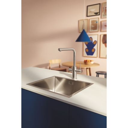 GROHE 30601DC0 - bateria zlewozmywakowa BLUE PURE z wyciąganą wylewką, stal nierdzewna