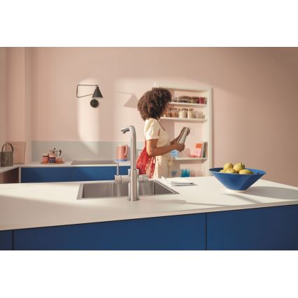 GROHE 30601DC0 - Bateria zlewozmywakowa BLUE PURE z wysuwaną wylewką ze stali nierdzewnej