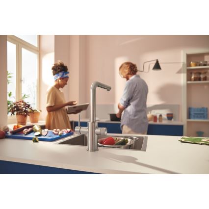GROHE 30601DC0 - Bateria zlewozmywakowa BLUE PURE z wysuwaną wylewką ze stali nierdzewnej