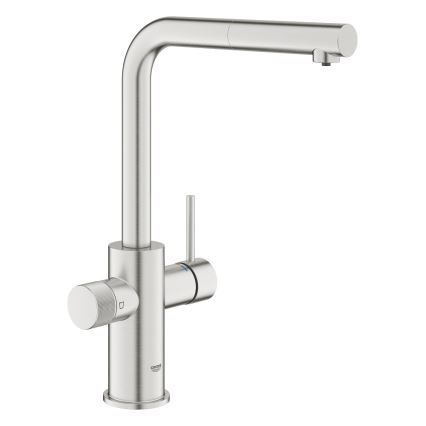 GROHE 30601DC0 - Bateria zlewozmywakowa BLUE PURE z wysuwaną wylewką ze stali nierdzewnej