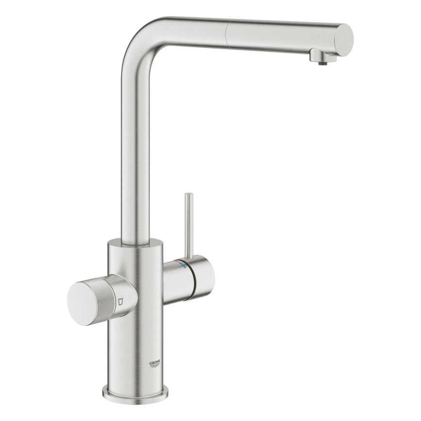 GROHE 30601DC0 - Bateria zlewozmywakowa BLUE PURE z wysuwaną wylewką ze stali nierdzewnej