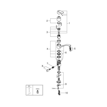 GROHE 31161000 - Bateria zlewozmywakowa EUROSMART COSMOPOLITAN 140° chrom błyszczący