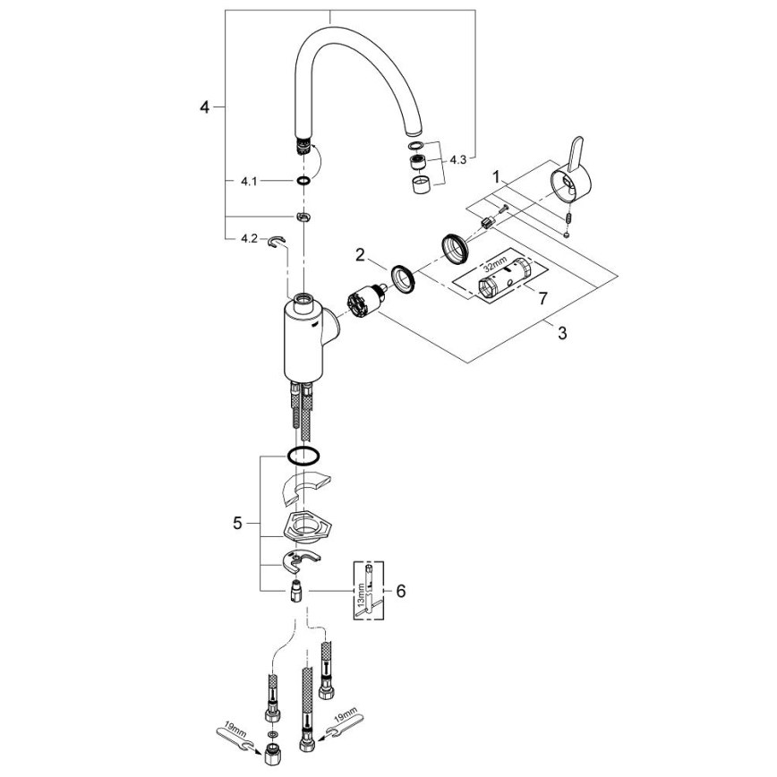 GROHE 31180000 - Bateria kuchenna EUROSMART COSMOPOLITAN chrom błyszczący