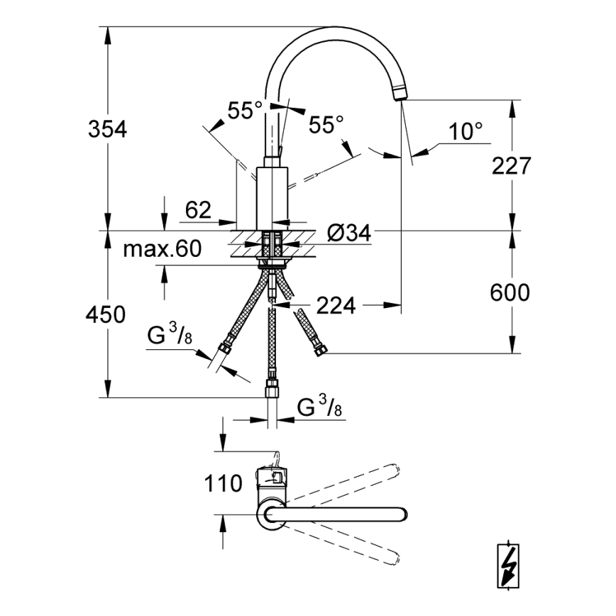 GROHE 31180000 - Bateria kuchenna EUROSMART COSMOPOLITAN chrom błyszczący