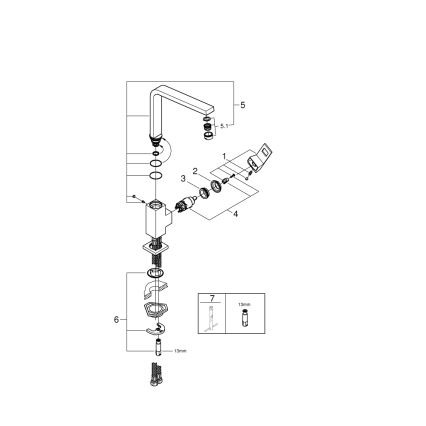 GROHE 31255000 - Bateria zlewozmywakowa EUROCUBE, chrom błyszczący