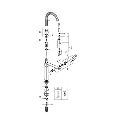 GROHE 31395000 - Bateria zlewozmywakowa EUROCUBE 547 mm chrom błyszczący