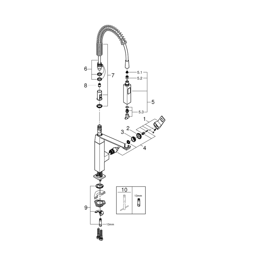 GROHE 31395000 - Bateria zlewozmywakowa EUROCUBE 547 mm chrom błyszczący