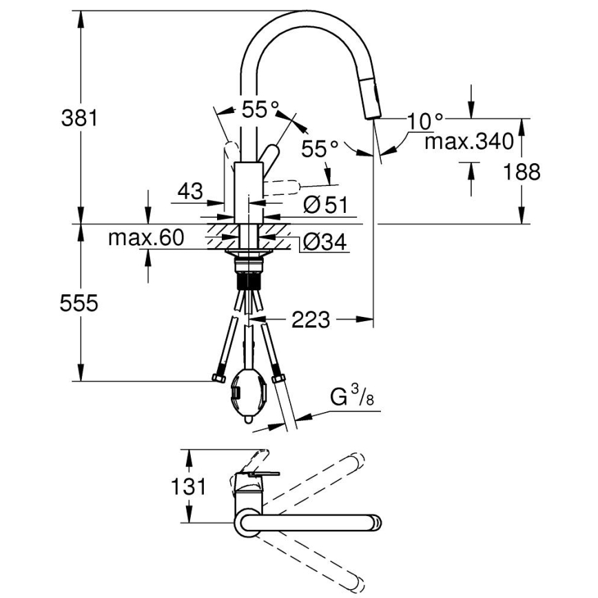 GROHE 31484001 - Bateria zlewozmywakowa GET, chrom błyszczący