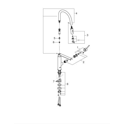 GROHE 31491000 - Bateria zlewozmywakowa CONCETTO z profesjonalną słuchawką prysznicową, chrom błyszczący
