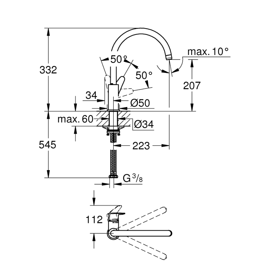 GROHE 31554001 - Bateria zlewozmywakowa START CURVE błyszczący chrom