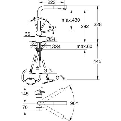 GROHE 31558GN0 - Bateria zlewozmywakowa A, złota