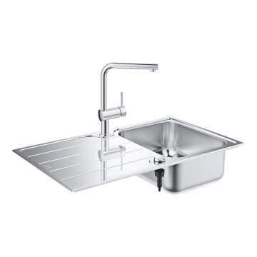 GROHE 31573SD1 - Zestaw zlewozmywaka K500 z ociekaczem i baterią A 86×50 cm, stal nierdzewna