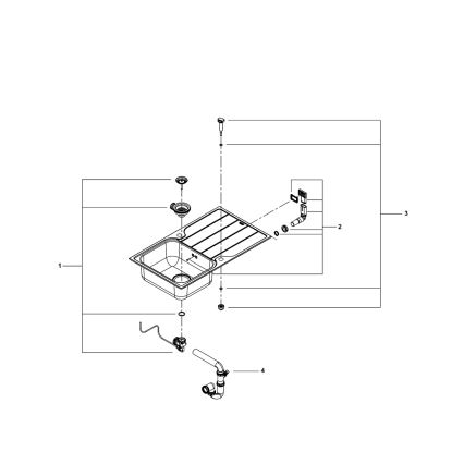 GROHE 31573SD1 - Zestaw zlewozmywaka K500 z ociekaczem i baterią A 86×50 cm, stal nierdzewna