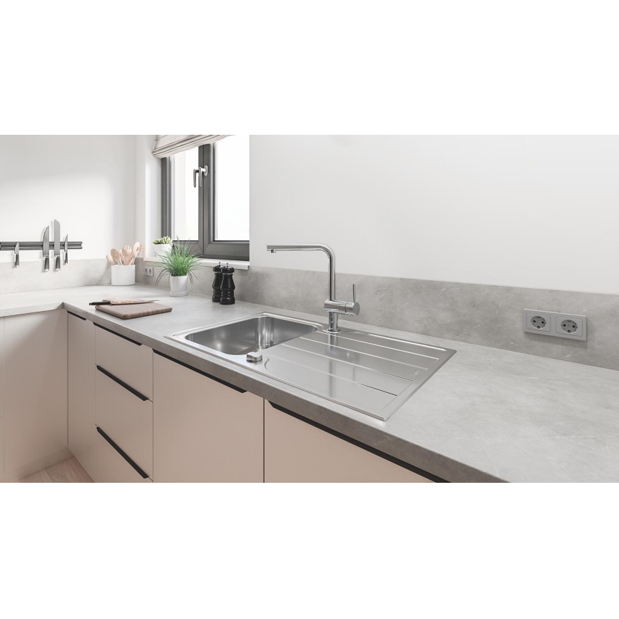 GROHE 31573SD1 - Zestaw zlewozmywaka K500 z ociekaczem i baterią A 86×50 cm, stal nierdzewna