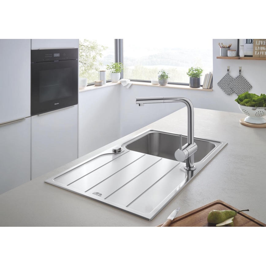 GROHE 31573SD1 - Zestaw zlewozmywaka K500 z ociekaczem i baterią A 86×50 cm, stal nierdzewna