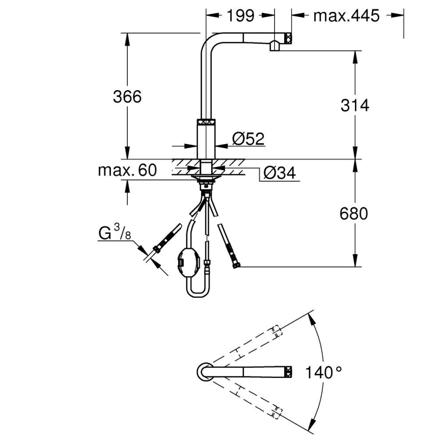 GROHE 31613000 - Bateria kuchenna A SmartControl 314 mm błyszczący chrom