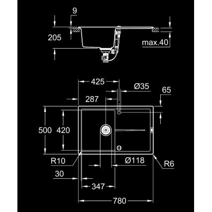 GROHE 31639AP0 - Zlewozmywak kompozytowy K400 780 × 500 mm czarny