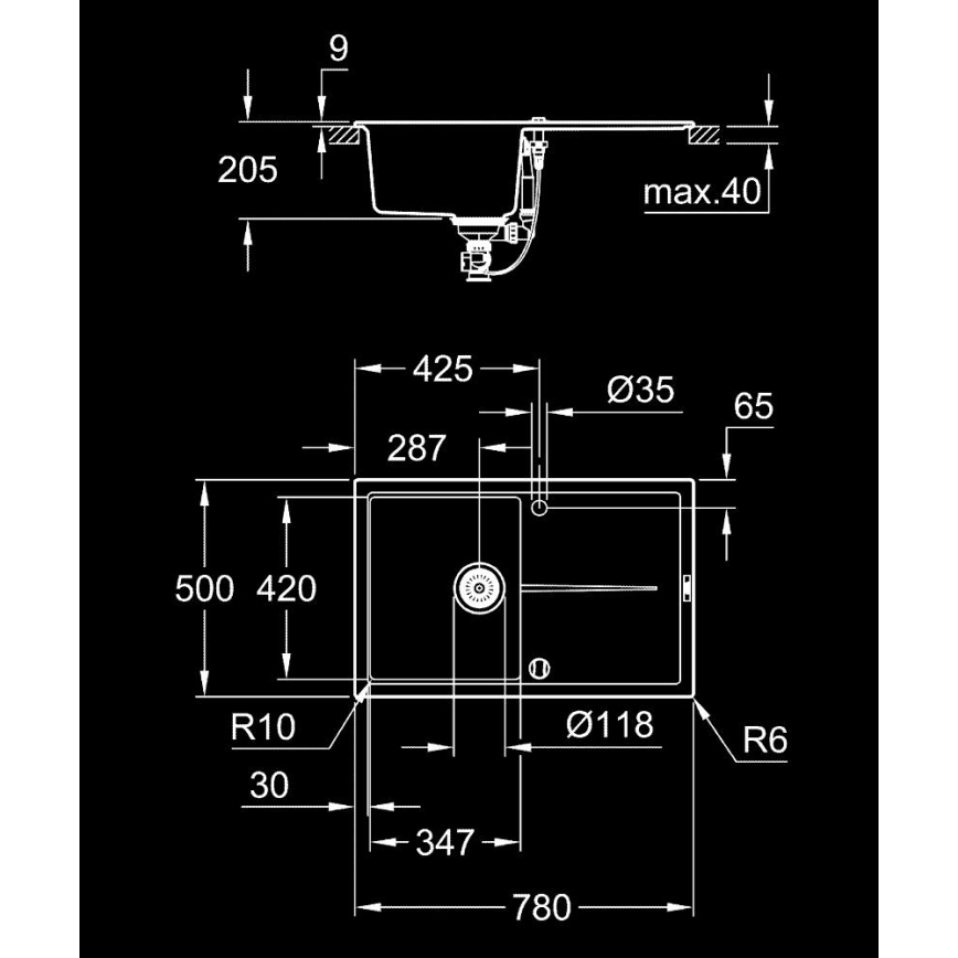 GROHE 31639AP0 - Zlewozmywak kompozytowy K400 780 × 500 mm czarny