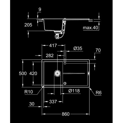 GROHE 31640AP0 - Zlewozmywak kompozytowy K400 860 × 500 mm czarny