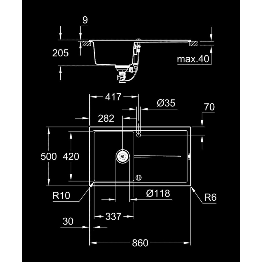 GROHE 31640AP0 - Zlewozmywak kompozytowy K400 860 × 500 mm czarny
