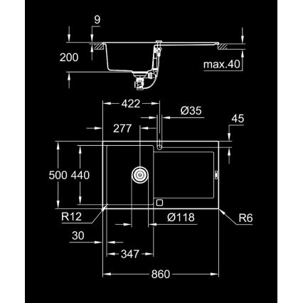 GROHE 31644AP0 - Zlewozmywak K500 860 × 500 mm granit/czarny