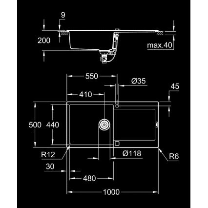 GROHE 31645AP0 - Kompozytowy zlewozmywak K500 1000 × 500 mm czarny