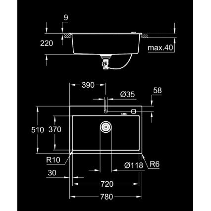 GROHE 31652AP0 - Zlewozmywak kompozytowy K700 780 × 510 mm granit/czarny