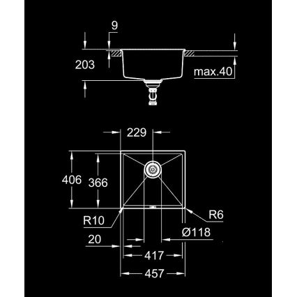 GROHE 31653AP0 - Zlewozmywak K700U 457 × 406 mm kamień/czarny
