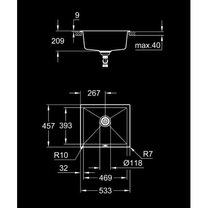 GROHE 31654AP0 - Zlewozmywak kompozytowy K700U 533 × 457 mm czarny