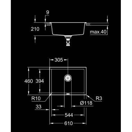 GROHE 31655AP0 - Zlewozmywak K700U 610 × 460 mm czarny kamień/czarny