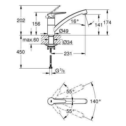 GROHE 31680000 - bateria zlewozmywakowa BAUECO, chrom błyszczący