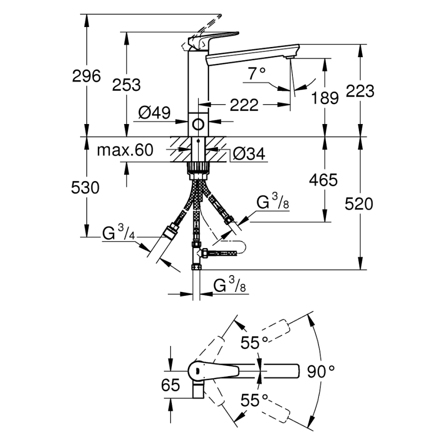 GROHE 31696000 - Bateria zlewozmywakowa BAUEDGE chrom błyszczący