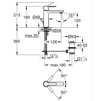 GROHE 32114001 - Bateria umywalkowa LINEARE DN 15, chrom błyszczący