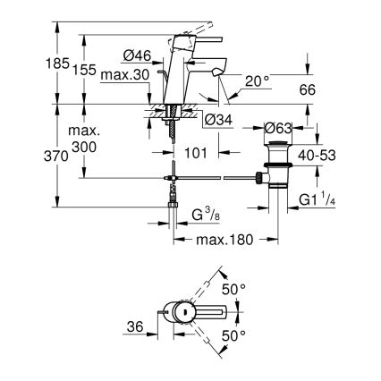 GROHE 32204001 - Bateria umywalkowa CONCETTO DN 15 chrom błyszczący