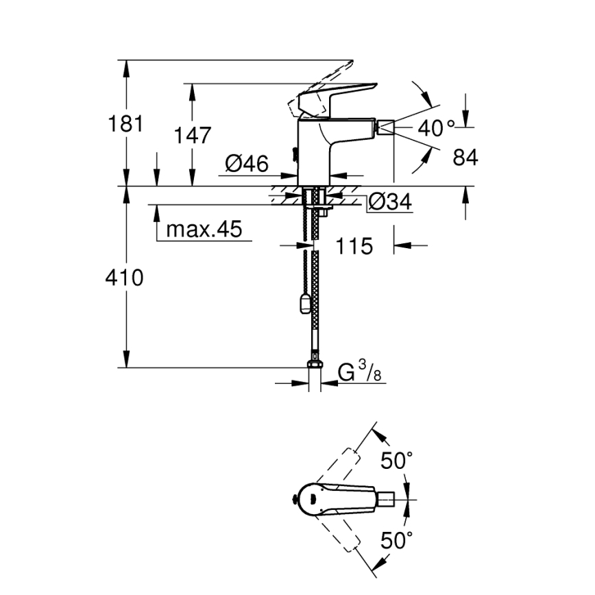 GROHE 32281002 - Bateria bidetowa START S, błyszczący chrom