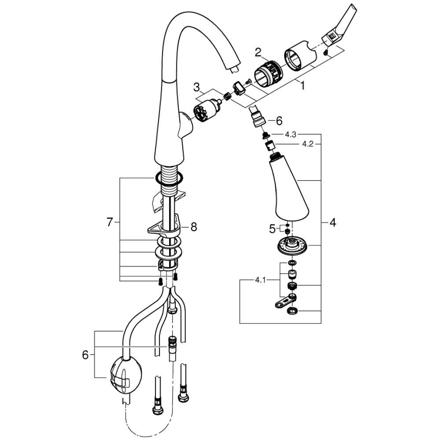 GROHE 32294002 - Bateria zlewozmywakowa ZEDRA 401 mm, chrom błyszczący