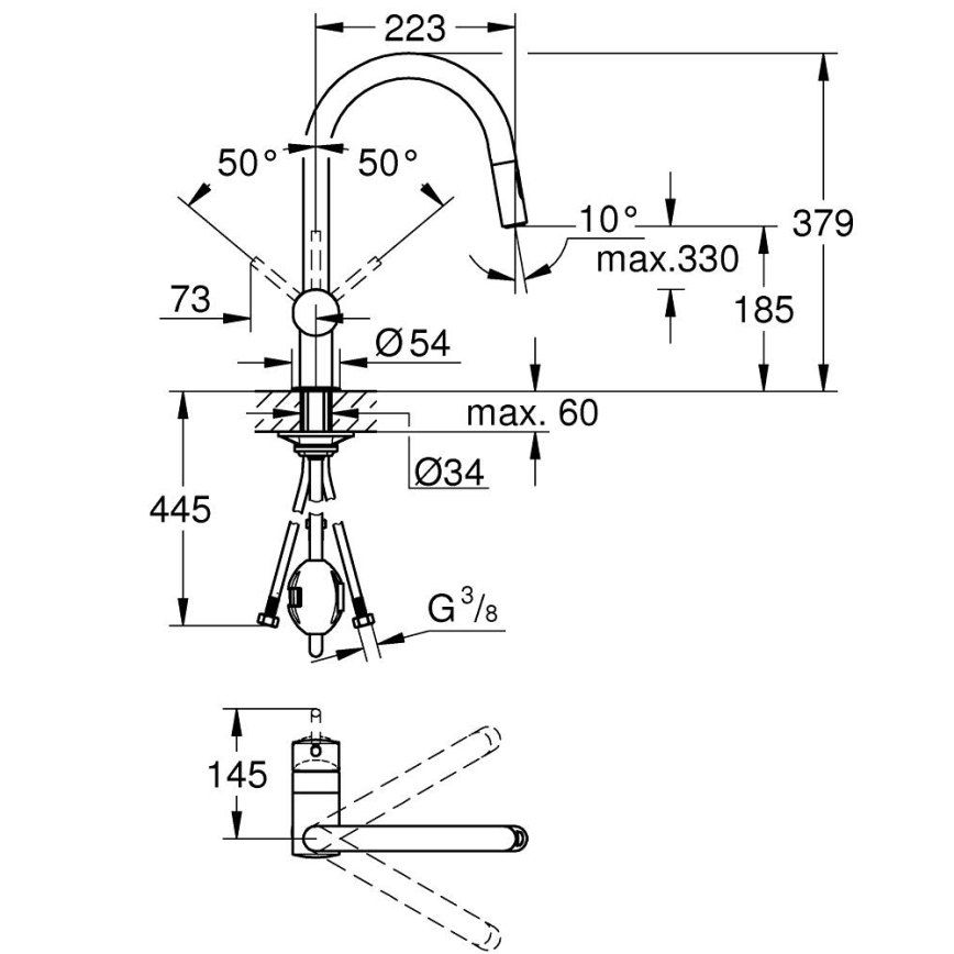 GROHE 32321GN2 - Bateria zlewozmywakowa EUROCUBE złota