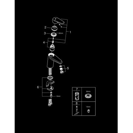 GROHE 3246920E - Bateria umywalkowa EURODISC COSMOPOLITAN rozmiar S chrom