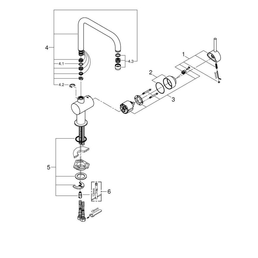 GROHE 32488000 - Bateria zlewozmywakowa A, chrom błyszczący