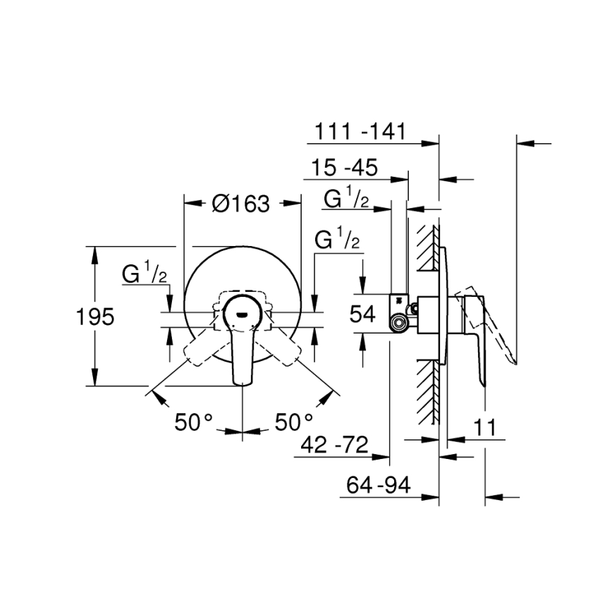 GROHE 32590002 - Bateria prysznicowa START, chrom błyszczący