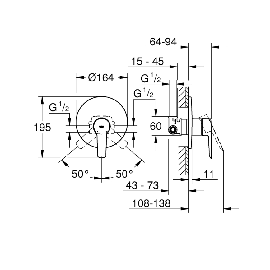 GROHE 32590002 - Bateria prysznicowa START, chrom błyszczący