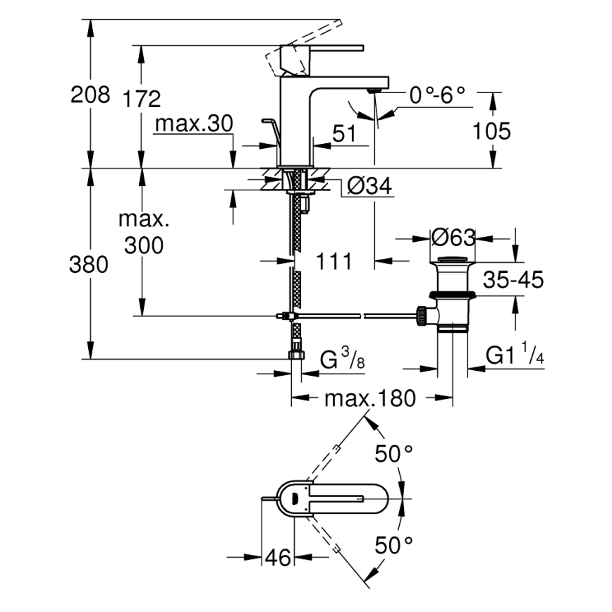 GROHE 32612003 - Bateria umywalkowa PLUS rozmiar S chrom błyszczący