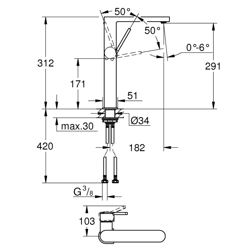 GROHE 32618003 - Bateria umywalkowa PLUS XL chrom błyszczący