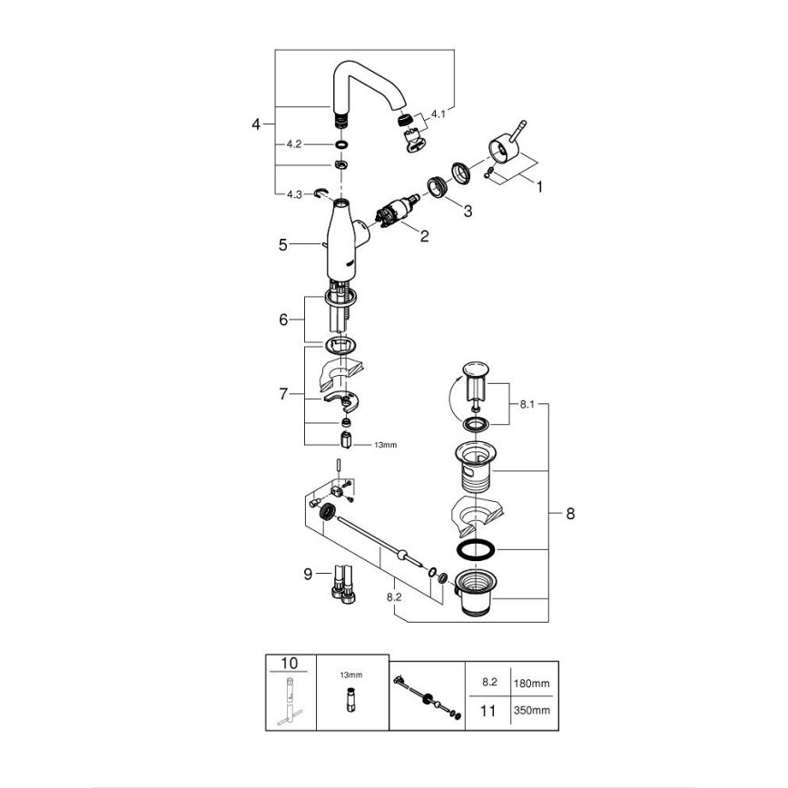 GROHE 32628AL1 - Bateria umywalkowa ESSENCE, rozmiar L, antracyt