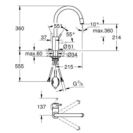 GROHE 32663003 - Bateria zlewozmywakowa CONCETTO 360 mm, chrom błyszczący