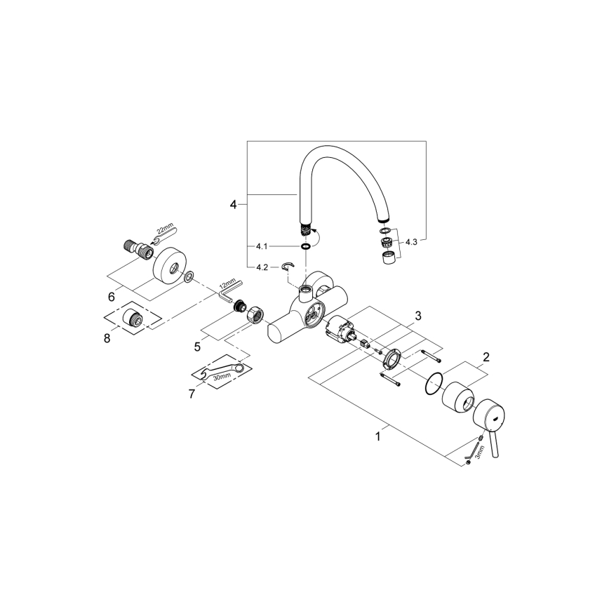 GROHE 32667001 - Bateria zlewozmywakowa CONCETTO 280 mm chrom błyszczący