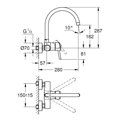 GROHE 32667001 - Bateria zlewozmywakowa CONCETTO 280 mm chrom błyszczący