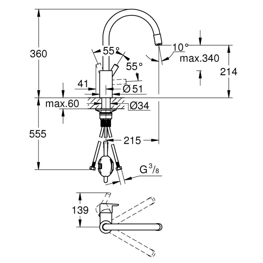 GROHE 32671002 - Bateria zlewozmywakowa FEEL, błyszczący chrom